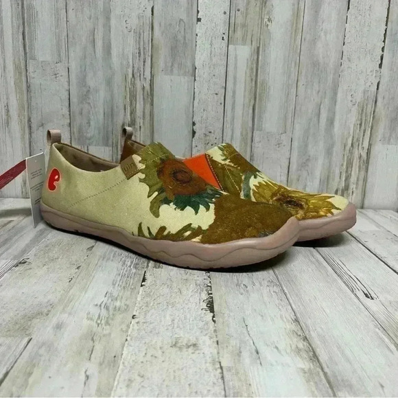UIN Men's Walking Shoes Canvas Casual Comfort Loafers (Van Gogh Sunflowers) - Picture 5 of 12